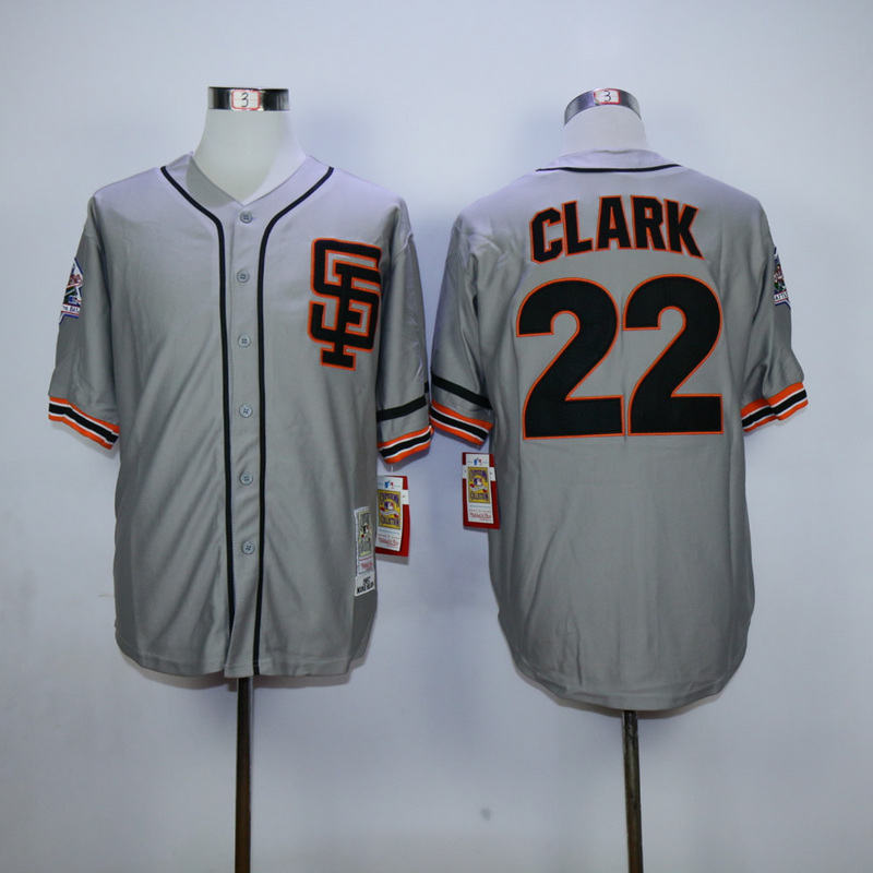 Men San Francisco Giants 22 Clark Grey Throwback SF MLB Jerseys